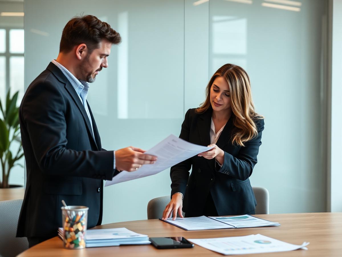 Profesional revisando facturas de clientes